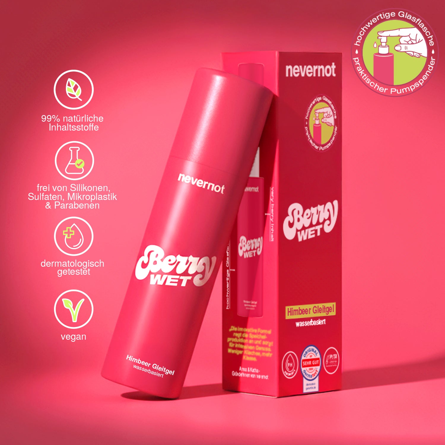 Gleitgel Berry Wet mit Himbeergeschmack nevernot Gleitgel Berry Wet mit Himbeergeschmack nevernot